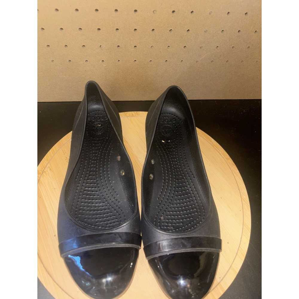 Crocs Womens Brynn Ballet Flats Shoes Black Slip On Strap Round Toe Comfort Sz 9 - Picture 6 of 9